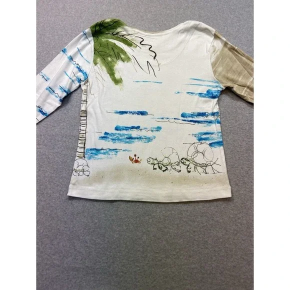 Chicos Blouse Womens Small White Top Casual Beach Hawaii Costal Relax - Picture 8 of 9